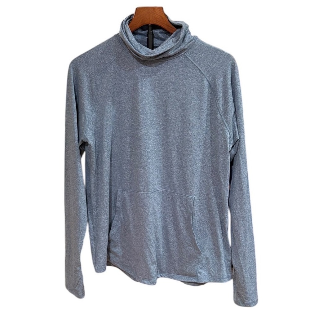 Eddie Bauer Blue Performance‎ Active Funnel Neck Pullover Kangaroo Pocket Hike L